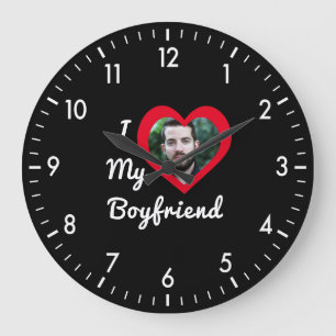 I Love My Boyfriend Bae Personalized Custom Photo Large Clock