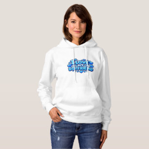 I Love My Boyfriend Blue Heart Y2K White Hoodie