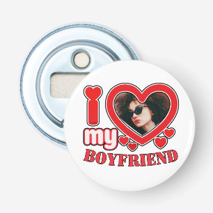 I Love My Boyfriend Custom Heart Photo Bottle Opener