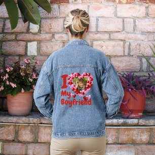I Love My Boyfriend Custom Photo Denim Jacket