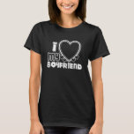 I Love My Boyfriend Custom T-Shirt<br><div class="desc">I Love My Boyfriend Custom T-shirt
cute and bubbly font that says " I Love My Boyfriend" with a huge heart that allows you to insert your image,  in the colour brown and light pink</div>