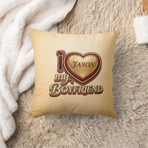 I Love My Boyfriend Custom Throw Pillow