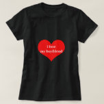 I Love My Boyfriend Cute Heart Red White Black T-Shirt<br><div class="desc">Designed with cute red heart pattern and custom text "i love my boyfriend" which you may customize as you wish! Simple and cute design perfect for those who love their boyfriend!</div>