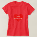 I Love My Boyfriend Cute Heart Red White Custom T-Shirt<br><div class="desc">Designed with cute red heart pattern and custom text "i love my boyfriend" which you may customize as you wish! Simple and cute design perfect for those who love their boyfriend!</div>