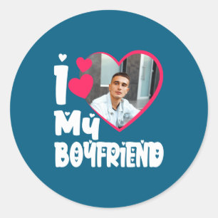 I Love My Boyfriend D Photo  Classic Round Sticker