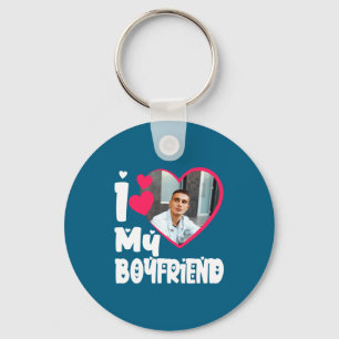 I Love My Boyfriend D Photo Keychain