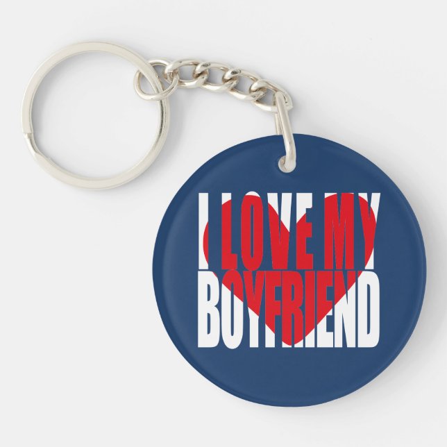 I Love My Boyfriend Heart Photo personnalisée (Devant)