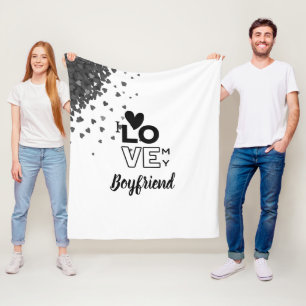 I Love My BOYFRIEND - Modern personalized Custom Fleece Blanket