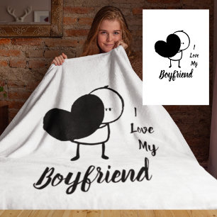 I Love My BOYFRIEND - Modern personalized Custom Fleece Blanket