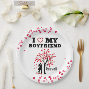 I Love my Boyfriend Paper Plate