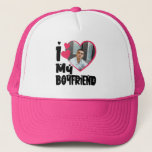 I Love My Boyfriend Personalized Photo Trucker Hat<br><div class="desc">I Love My Boyfriend Heart Custom Photo</div>