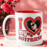 I Love My Boyfriend Personalized Two-Tone Coffee Mug<br><div class="desc">I Love My Boyfriend Personalized Photo and Text</div>