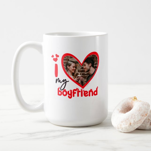 I Love My Boyfriend Photo Cadeau Café Mug (Avec donut)