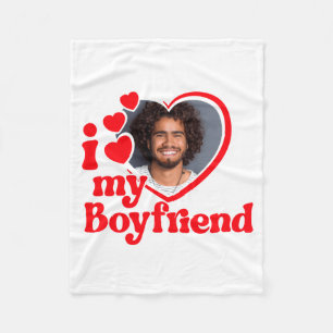I Love My Boyfriend Photo Custom T Shirt_1 Fleece Blanket