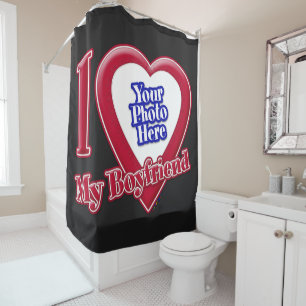 I Love My Boyfriend Photo Red Heart Black