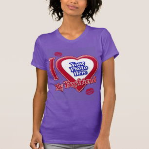 I Love My Boyfriend Photo Red Heart Kiss Purple T- T-Shirt