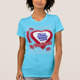 I Love My Boyfriend Photo Red Heart Kiss Turquoise T-Shirt