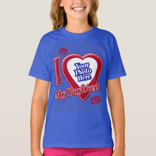 I Love My Boyfriend Photo Red Heart Lips D R Blue T-Shirt