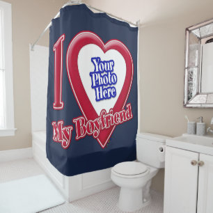 I Love My Boyfriend Photo Red Heart Navy Blue