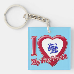 I Love My Boyfriend Photo Red Heart Turquoise