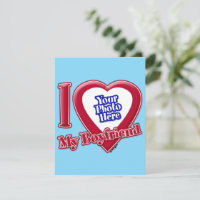 I Love My Boyfriend Photo Red Heart Turquoise