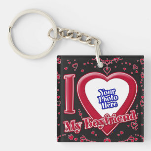 I Love My Boyfriend Photo Red Hearts Black