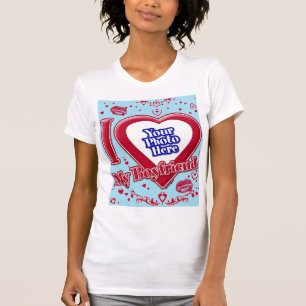 I Love My Boyfriend Photo Red Hearts Blue Horizon T-Shirt
