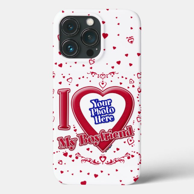 I Love My Boyfriend Photo Red Hearts Case-Mate iPhone Case (Back)