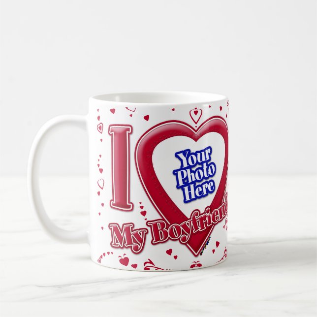 I Love My Boyfriend Photo Red Hearts Coffee Mug (Left)