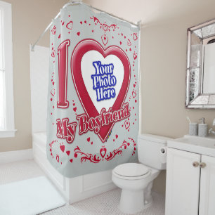 I Love My Boyfriend Photo Red Hearts Grey