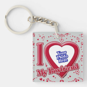 I Love My Boyfriend Photo Red Hearts Grey