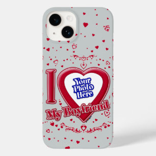 I Love My Boyfriend Photo Red Hearts Grey Case-Mate iPhone 14 Case