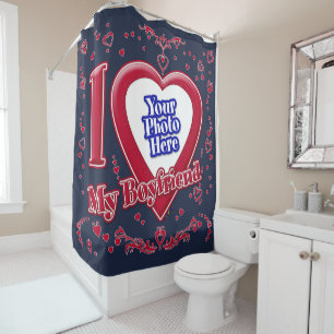 I Love My Boyfriend Photo Red Hearts Navy