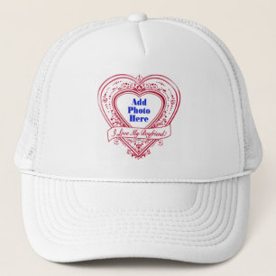 I Love My Boyfriend! Photo Red Hearts Trucker Hat