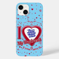 I Love My Boyfriend Photo Red Hearts Turquoise