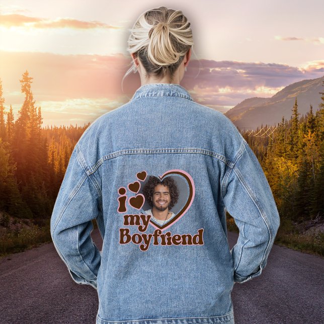 I Love My Boyfriend Photo Retro Denim Jacket (Creator Uploaded)