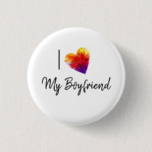 I Love My Boyfriend Pinback 1 Inch Round Button