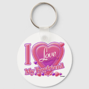 I Love My Boyfriend pink/purple - hearts Keychain