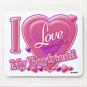 I Love My Boyfriend pink/purple - hearts Mouse Pad