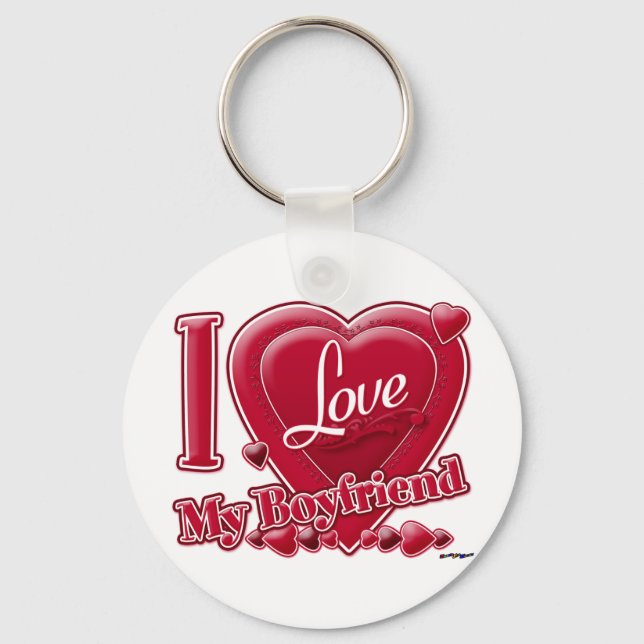 I Love My Boyfriend red - heart Keychain (Front)
