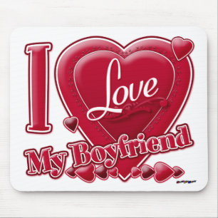 I Love My Boyfriend red - heart Mouse Pad