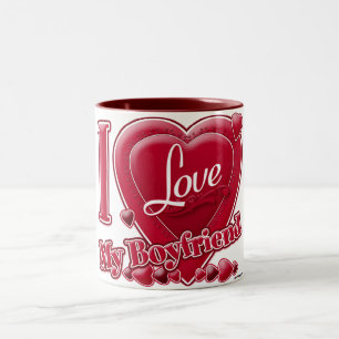 I Love My Boyfriend red - heart Two-Tone Coffee Mug