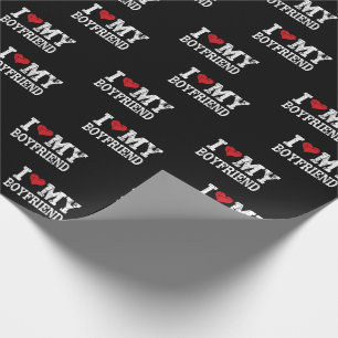 I Love My Boyfriend Red Heart Valentine's Day Wrapping Paper