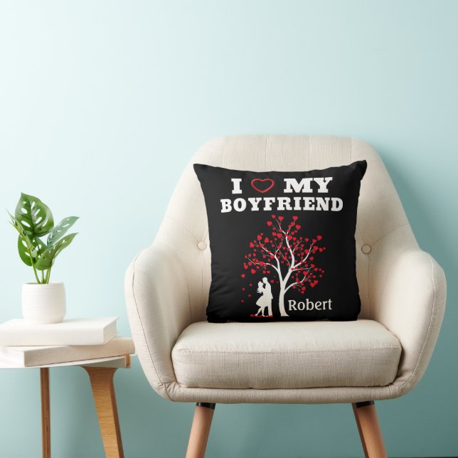 I Love my Boyfriend Throw Pillow (Chair)