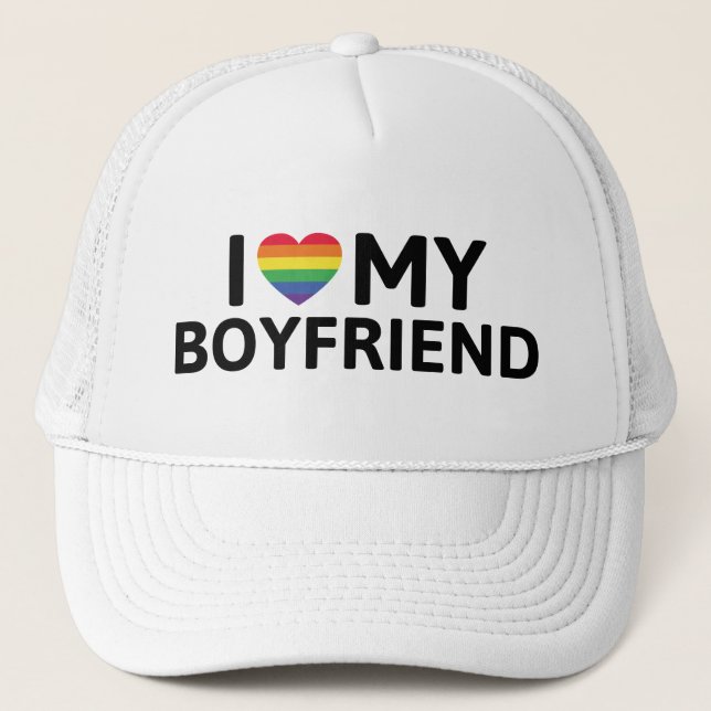 I Love My Boyfriend Trucker Hat (Front)