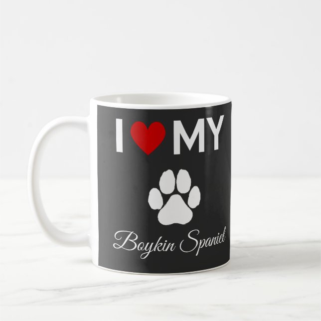 I love my Boykin Spaniel dog custom text Coffee Mug (Left)