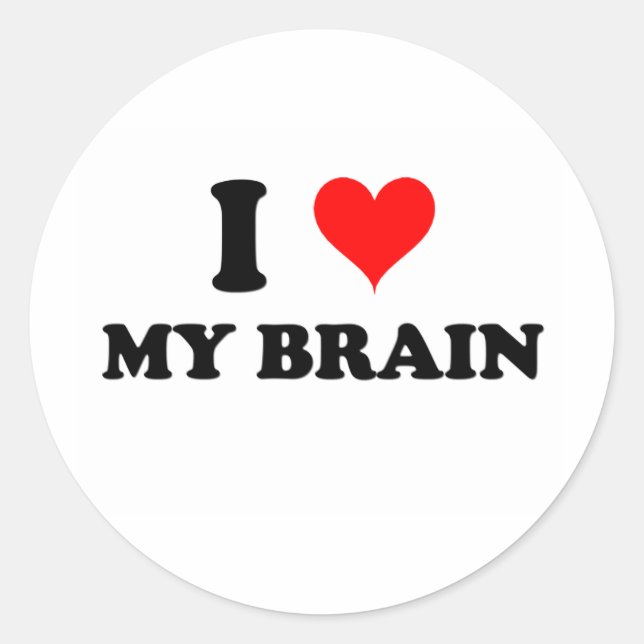 I Love My Brain Classic Round Sticker (Front)