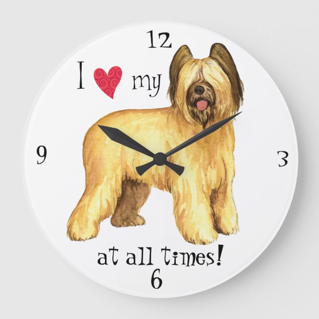 I Love my Briard Large Clock (Front)