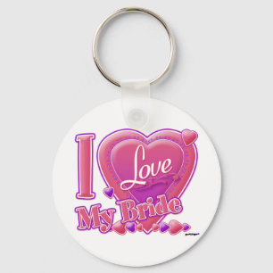 I Love My Bride pink/purple - heart Keychain