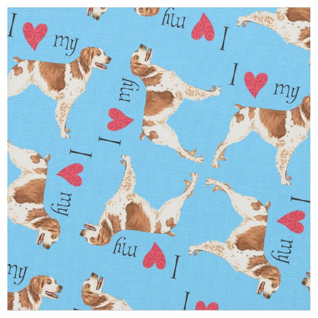 I Love my Brittany Fabric (Close Up)